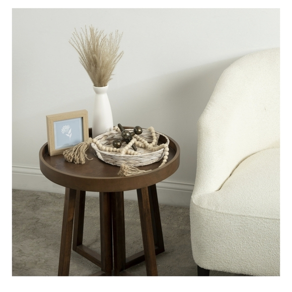 Round Woven Hyacinth Grass Tray In Whitewashed In 11.25in NWT - Picture 1 of 9